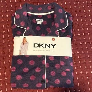 DKNY Microfleece Pajama Set with Pink Dots